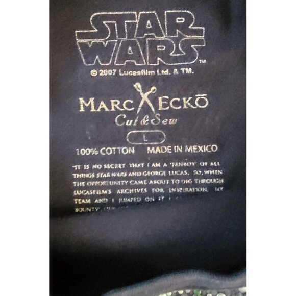 T-shirt Yoda Large Vintage Faded Graphic Star Wars Marc Ecko Cut Sew Rhinestone - Picture 2 of 8